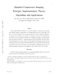 Snapshot Compressive Imaging: Principle, Implementation, Theory, Algorithms and Applications