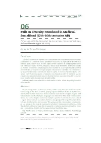 Built on Diversity: Statehood in Medieval Somaliland (12Th-16Th