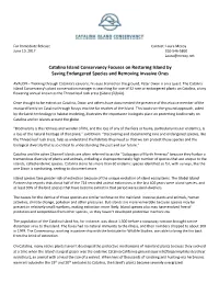 Catalina Island Conservancy Focuses on Restoring Island by Saving Endangered Species and Removing Invasive Ones