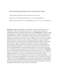 Non-Union Humeral Shaft Fracture with Hardware Failure