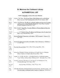 St. Maximus the Confessor Library ALPHABETICAL LIST