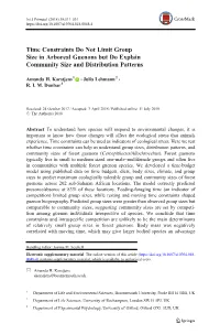 Time Constraints Do Not Limit Group Size in Arboreal Guenons but Do Explain Community Size and Distribution Patterns