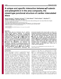 A Unique and Specific Interaction Between Αt-Catenin and Plakophilin