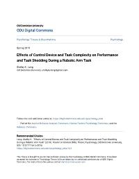 Effects of Control Device and Task Complexity on Performance and Task Shedding During a Robotic Arm Task