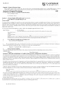 Form Please Complete Both Sections a and B, Sign, and Return This Form to Journalscopyright@Cambridge.Org As a Signed PDF Document, As Soon As Possible