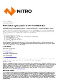 Nitro Games Signs Agreement with Netmarble EMEA
