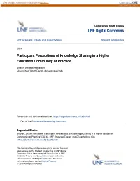 Participant Perceptions of Knowledge Sharing in a Higher Education Community of Practice