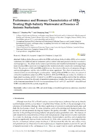 Performance and Biomass Characteristics of Sbrs Treating High-Salinity Wastewater at Presence of Anionic Surfactants