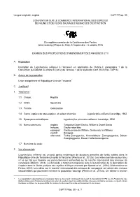 Proposal for Amendment of Appendix I Or II for CITES Cop16