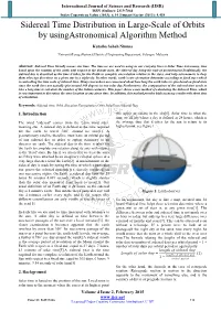 Sidereal Time Distribution in Large-Scale of Orbits by Usingastronomical Algorithm Method