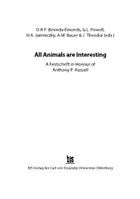 Animals Are Interesting a Festschrift in Honour of Anthony P