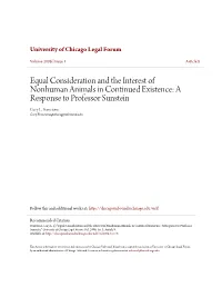 Equal Consideration and the Interest of Nonhuman Animals in Continued Existence: a Response to Professor Sunstein Gary L