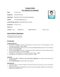 Faculty Profile (For Booklet and Website) Name: Purnima Hazra