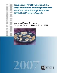 Final Evaluation of the Opportunities for Reducing Adolescent and Child Labor Through Education (ORACLE) Project in Uganda