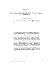 Synchrotron Applications in Wood Preservation and Deterioration