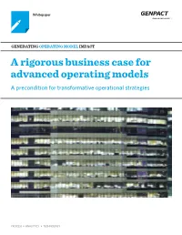A Rigorous Business Case for Advanced Operating Models a Precondition for Transformative Operational Strategies