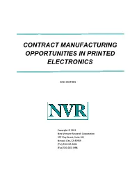 Contract Manufacturing Opportunities in Printed Electronics