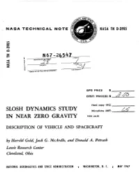 Slosh Dynamics Study in Near Zero Gravity