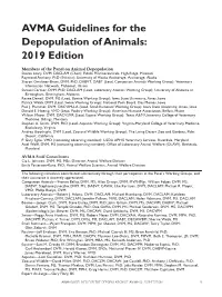 AVMA Guidelines for the Depopulation of Animals: 2019 Edition