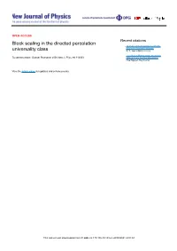 Block Scaling in the Directed Percolation Universality Class