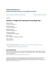 Gonzalez V. Douglas Trial Transcript of Proceedings, Day 1