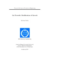 On Prosodic Modification of Speech