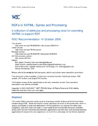 Rdfa in XHTML: Syntax and Processing Rdfa in XHTML: Syntax and Processing