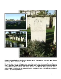 1 Private Thomas Ricketts (Regimental Number 4020) Is