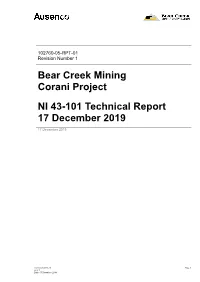 Bear Creek Mining Corani Project NI 43-101 Technical Report 17 December 2019