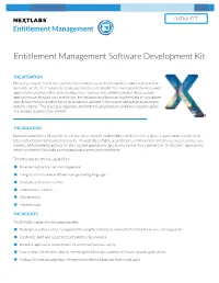 Entitlement Management Software Development Kit