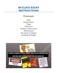 In-Class Essay Instructions