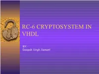 Rc-6 Cryptosystem in Vhdl