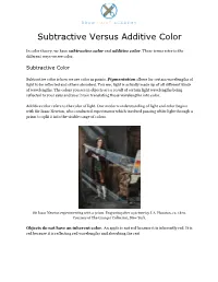 Subtractive Versus Additive Color