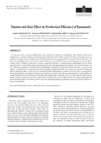 Tannins and Their Effect on Production Efficiency of Ruminants