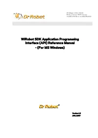 Wirobot SDK Application Programming Interface (API) Reference Manual - (For MS Windows)