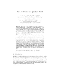 Random Oracles in a Quantum World