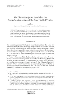 The Ekottarika-Āgama Parallel to the Saccavibhaṅga-Sutta and the Four (Noble) Truths