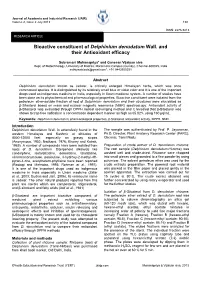 Bioactive Constituent of Delphinium Denudatum Wall. and Their Antioxidant Efficacy