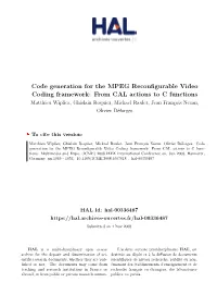 Code Generation for the MPEG Reconfigurable Video Coding