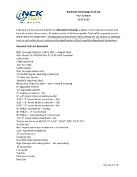 Electrical Technology Tool List Hays Campus 2019-2020