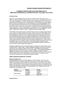 FARMERS PERCEPTIONS and PERFORMANCE of IMPROVED SORGHUM CULTIVARS in PROJECT VILLAGES: Kharif 2003
