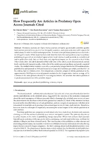 How Frequently Are Articles in Predatory Open Access Journals Cited