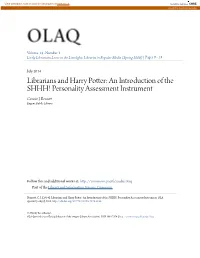 Librarians and Harry Potter: an Introduction of the SHHH! Personality Assessment Instrument Connie J