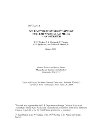 Millimeter-Wave Monitoring of Nuclear Waste Glass Melts – an Overview