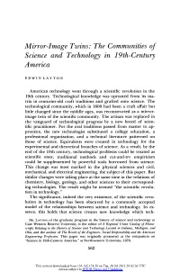 Mirror-Image Twins: the Communities of Science and Technology in 19Th-Century America