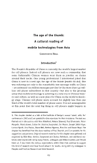 A Cultural Reading of Mobile Technologies from Asia