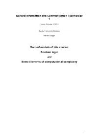 Boolean Logic and Some Elements of Computational Complexity