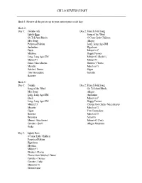 Cello Review Chart
