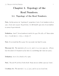 Chapter 3. Topology of the Real Numbers. 3.1