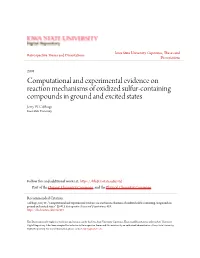 Computational and Experimental Evidence on Reaction Mechanisms of Oxidized Sulfur-Containing Compounds in Ground and Excited States Jerry W